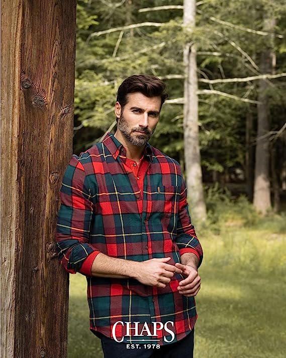 Chaps Men's Button Down Shirt - Long Sleeve Collared Shirt for Men: Wrinkle-Resistant, Sustainable (S-XXL)