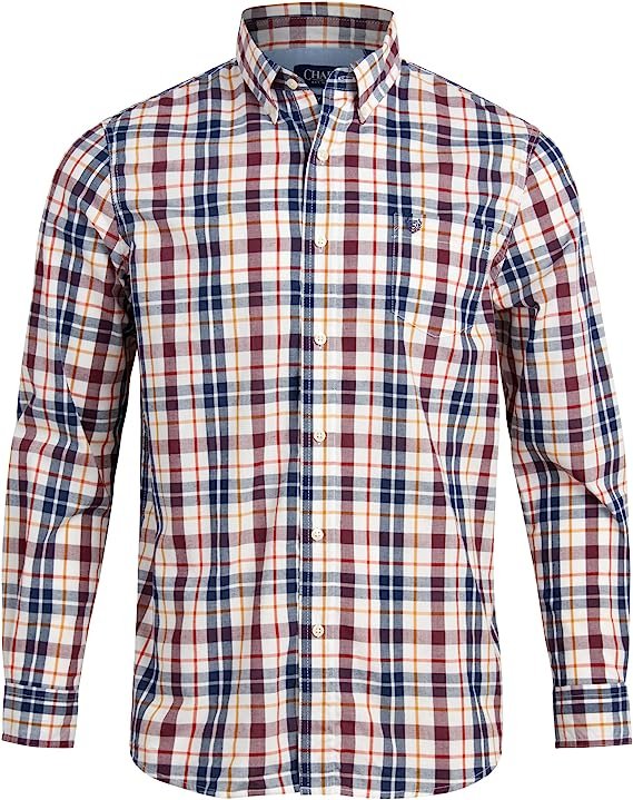 Chaps Men's Button Down Shirt - Long Sleeve Collared Shirt for Men: Wrinkle-Resistant, Sustainable (S-XXL)